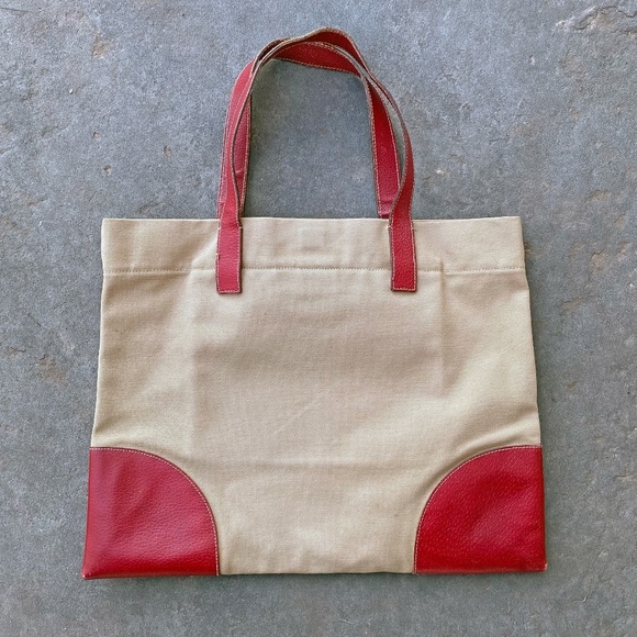 Vintage Prada Small Red Canvas Book Tote Bag AUTHENTIC - Picture 2 of 8